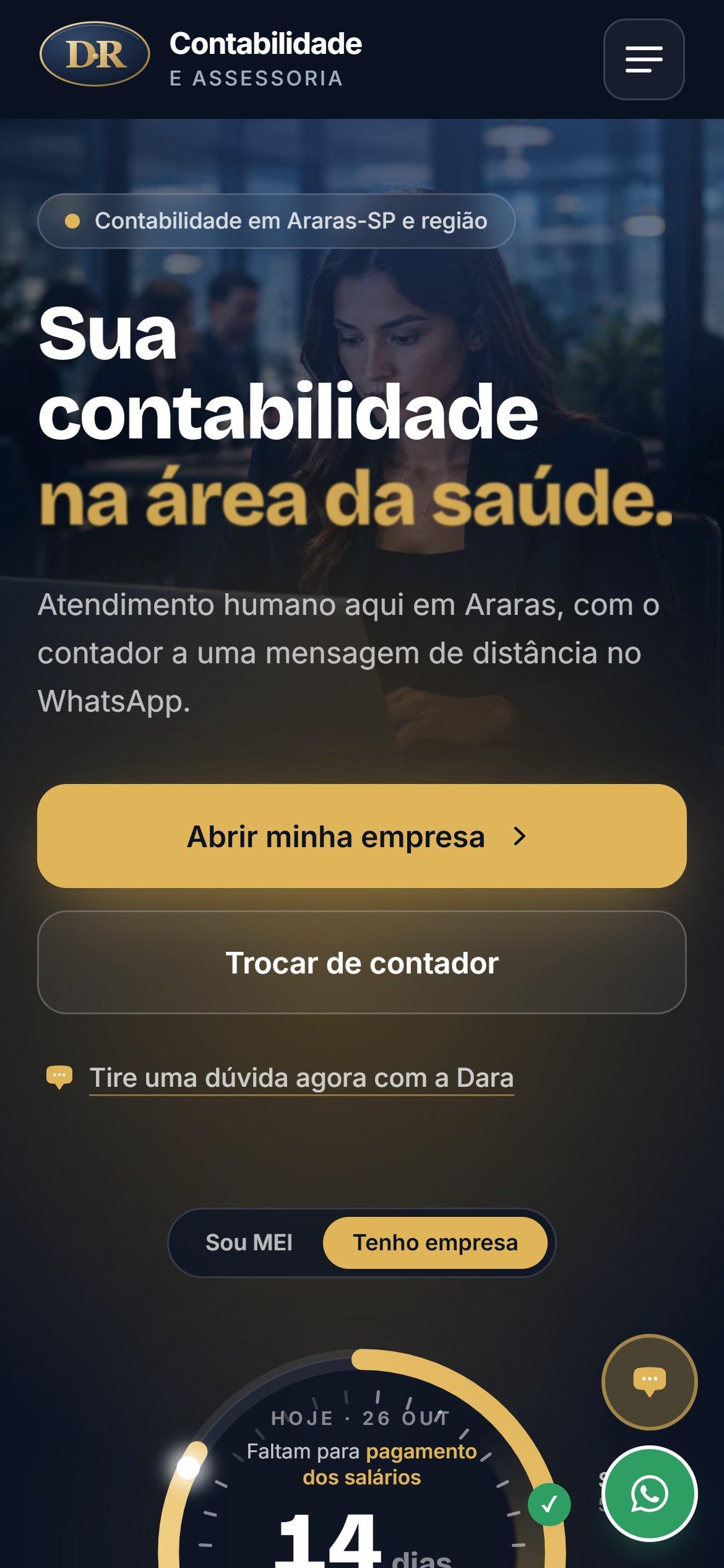 Site D.R Contabilidade e Assessoria no celular