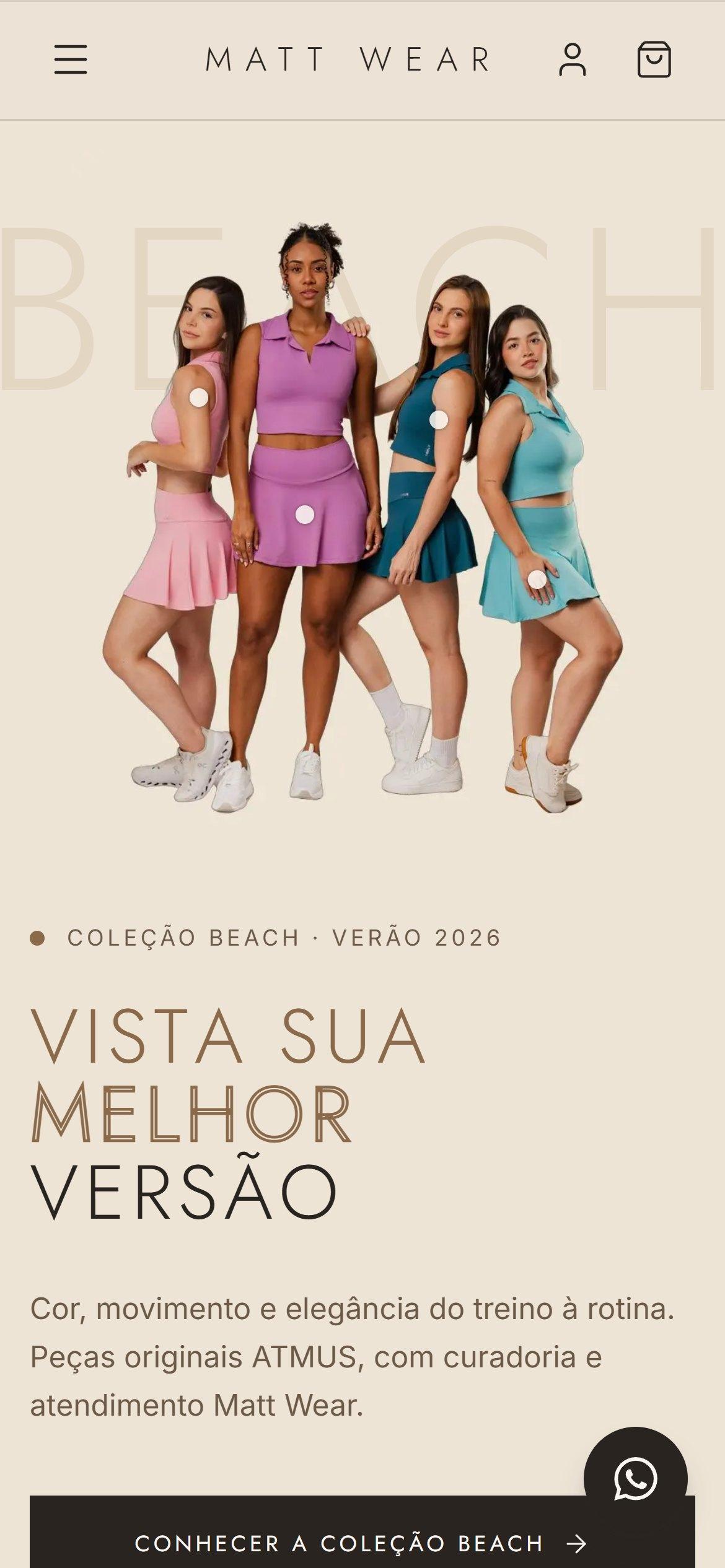 Site MATTWEARBR no celular